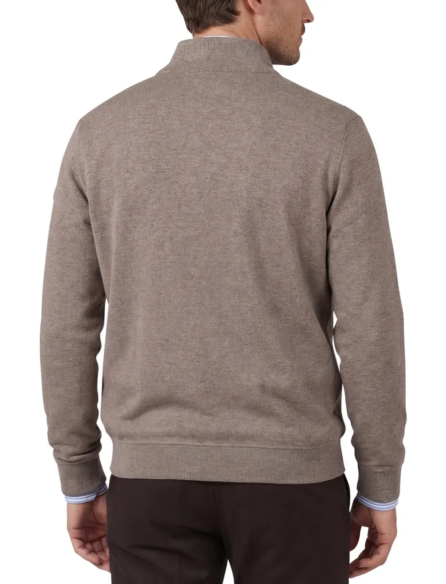 Baileys half zip beige normale fit katoen
