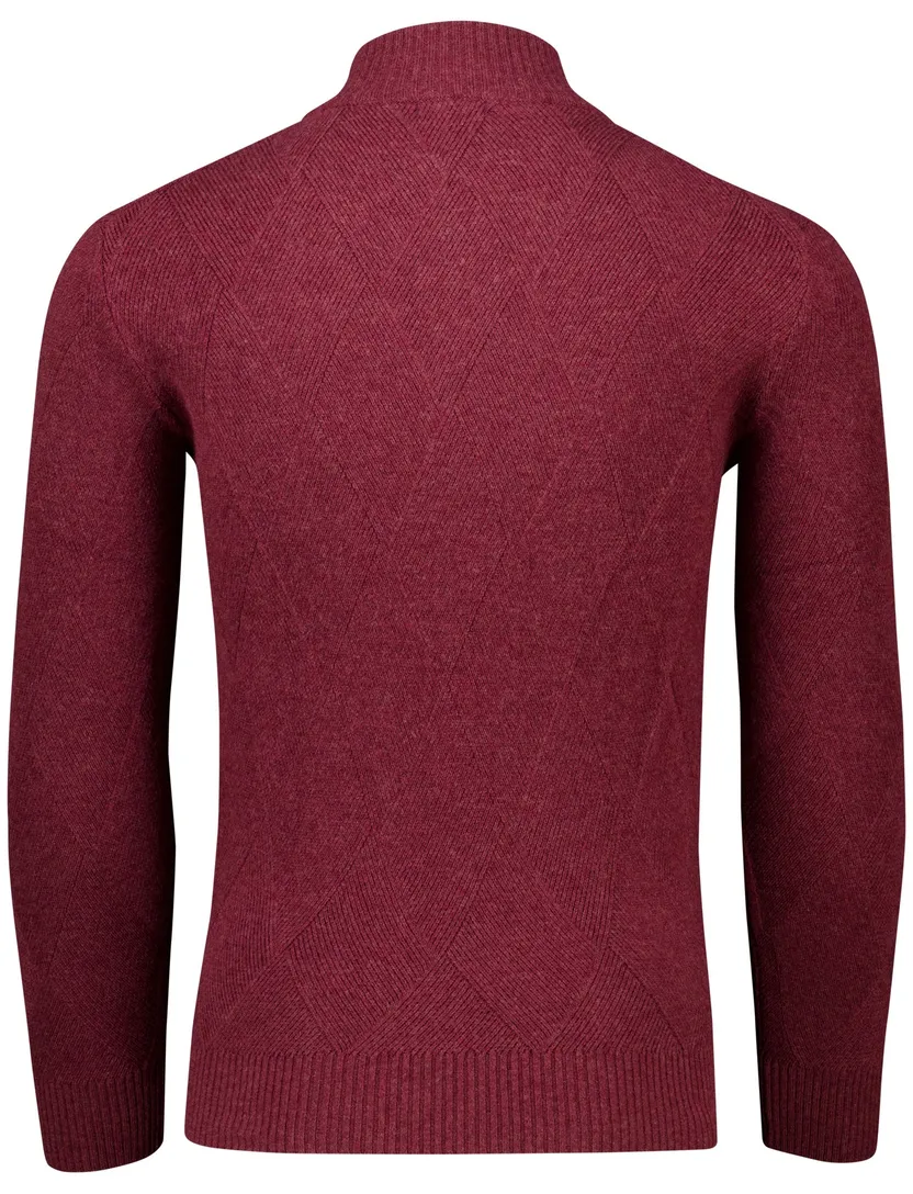 Baileys trui rood textuur half zip gebreid