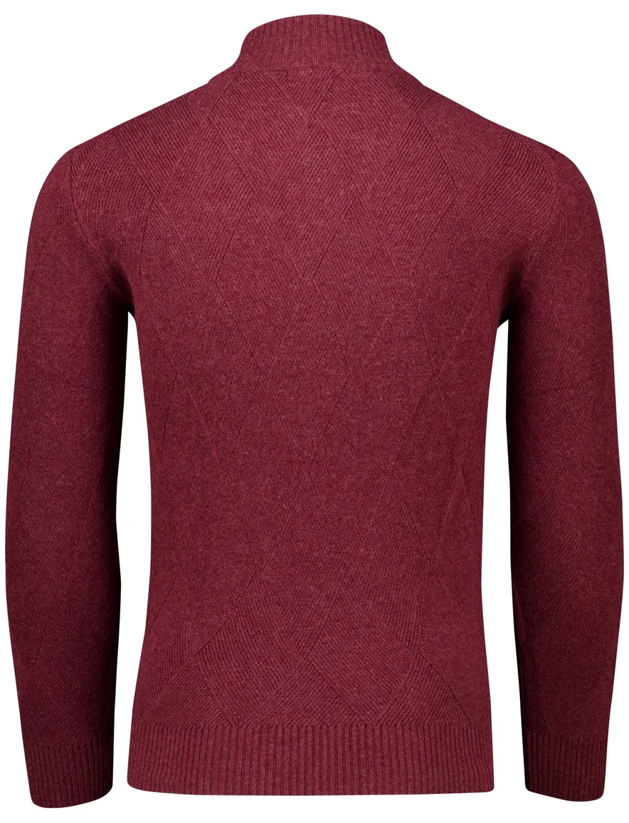 Baileys trui rood textuur half zip lamswol