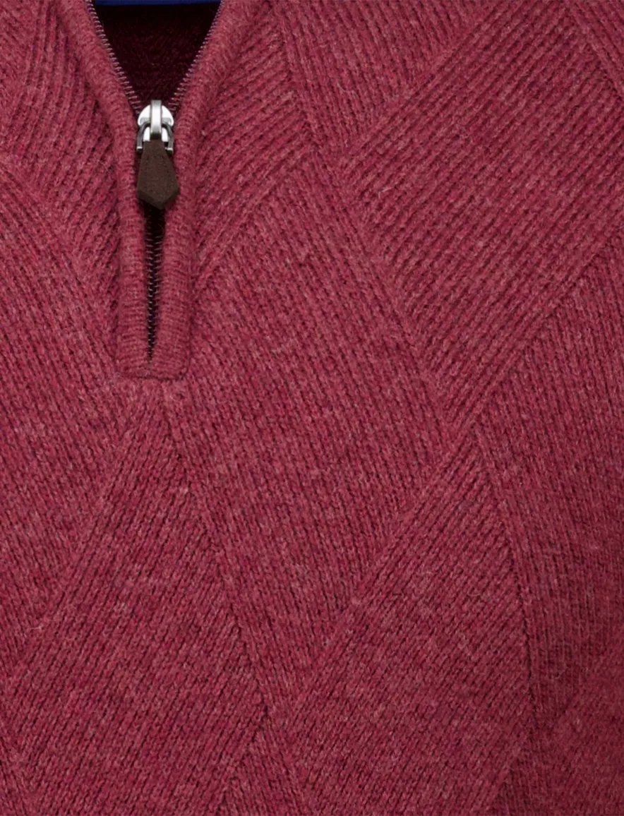 Baileys trui rood textuur half zip lamswol