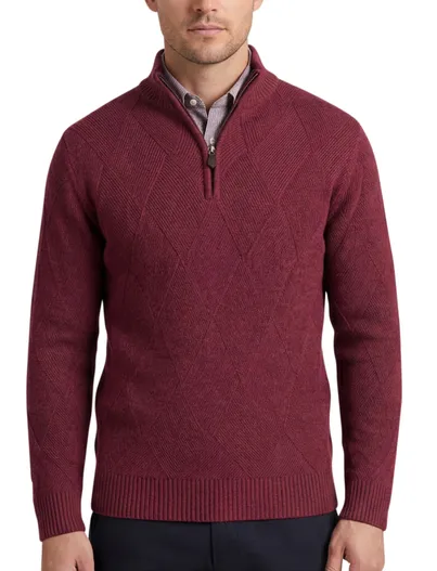 Baileys Baileys trui rood textuur half zip lamswol