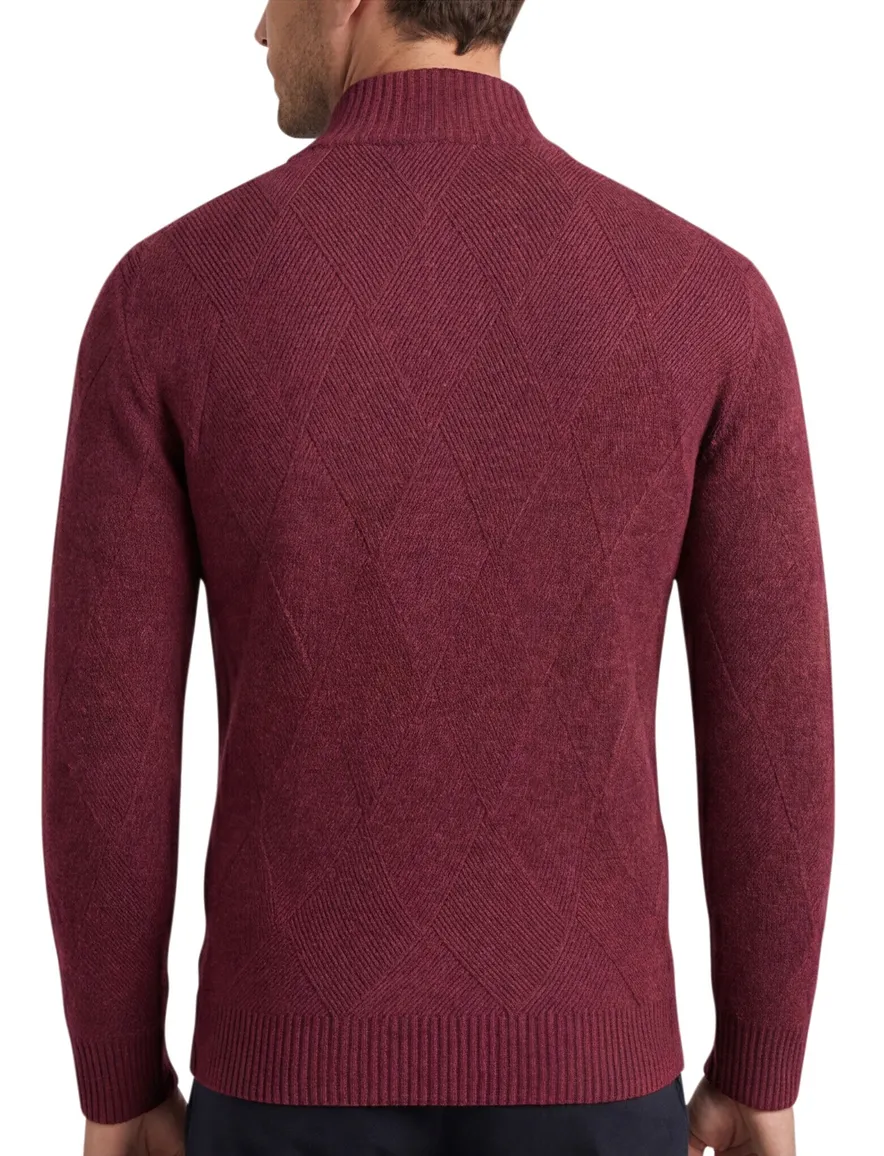 Baileys trui rood textuur half zip lamswol