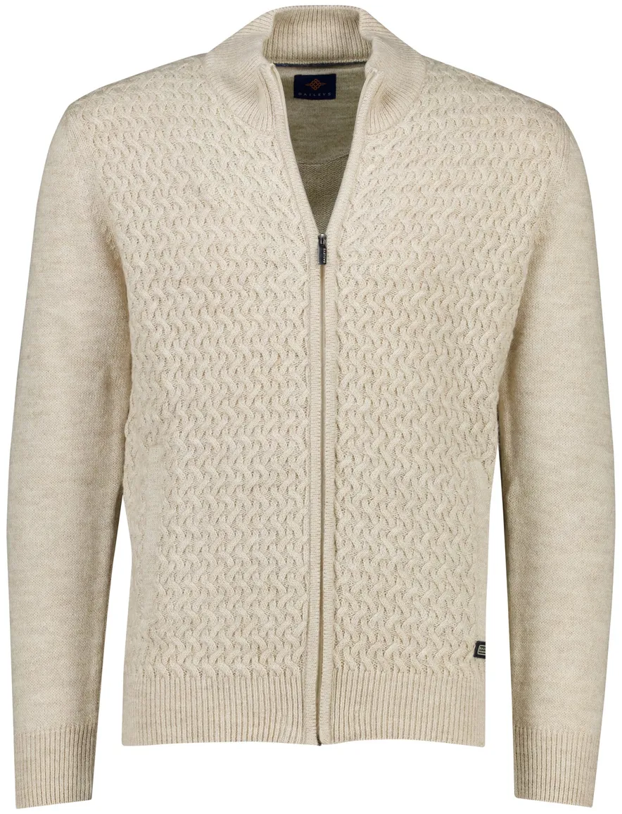 Baileys katoenen vest kabelpatroon rits beige