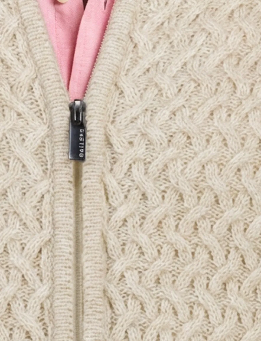 Baileys katoenen vest kabelpatroon rits beige