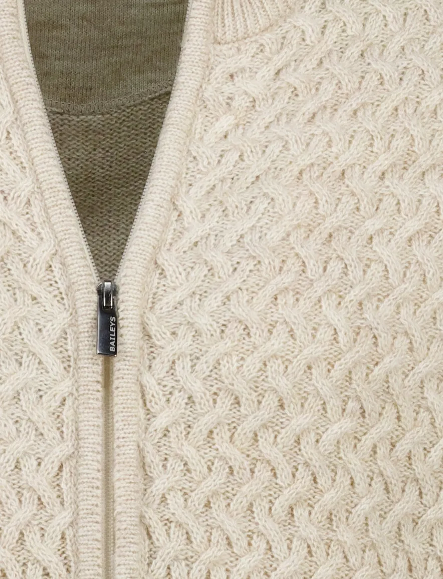 Baileys katoenen vest kabelpatroon rits beige