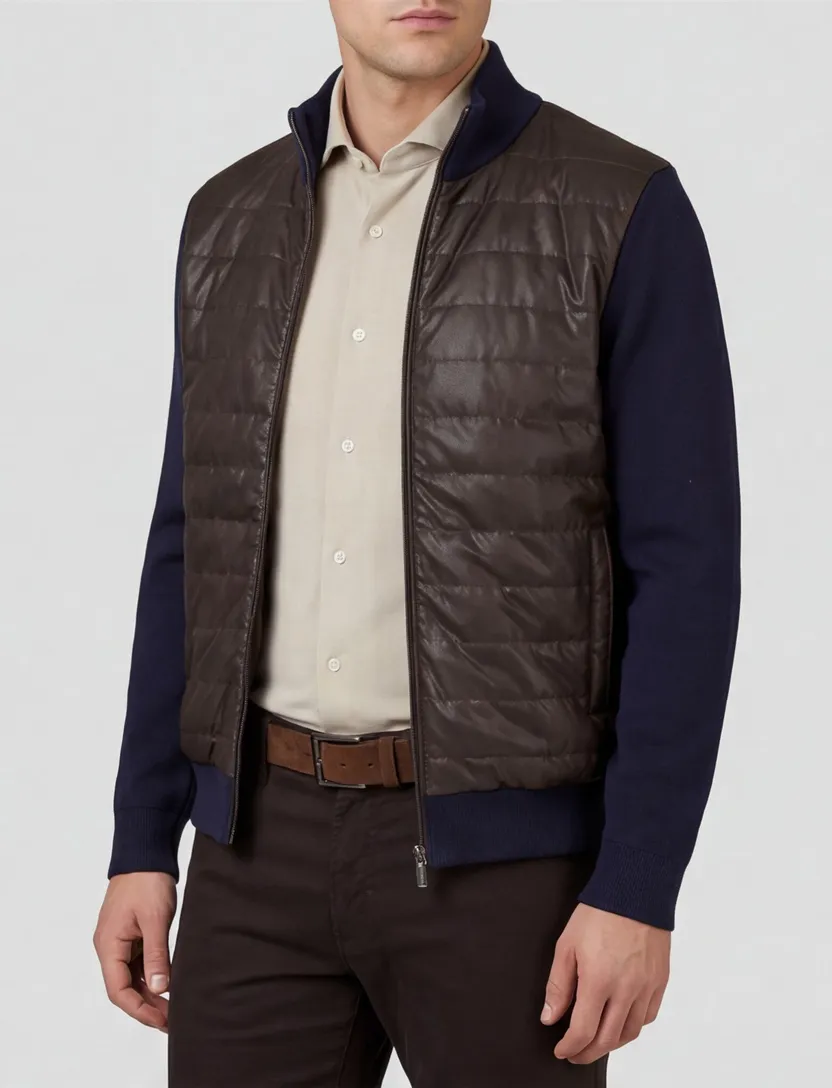donkerblauw Baileys vest met bruin padded voorzijde