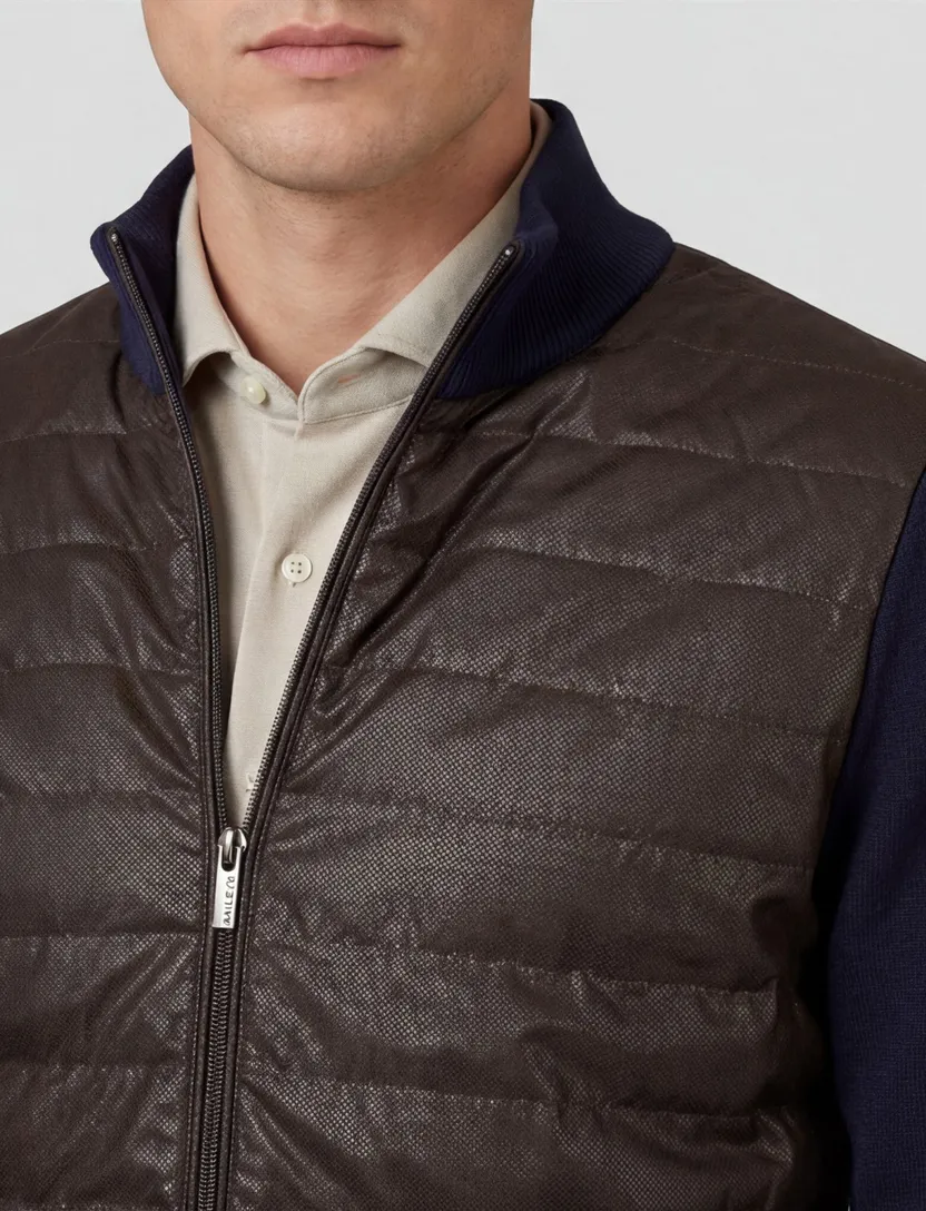 donkerblauw Baileys vest met bruin padded voorzijde