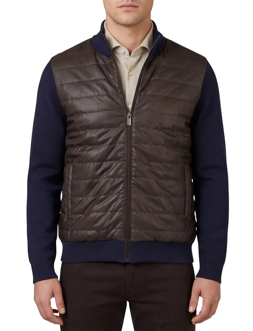 donkerblauw Baileys vest met bruin padded voorzijde
