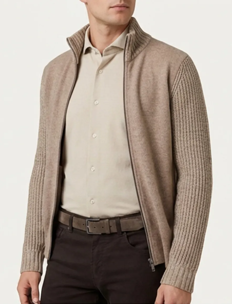 Baileys vest beige gebreide mouwen
