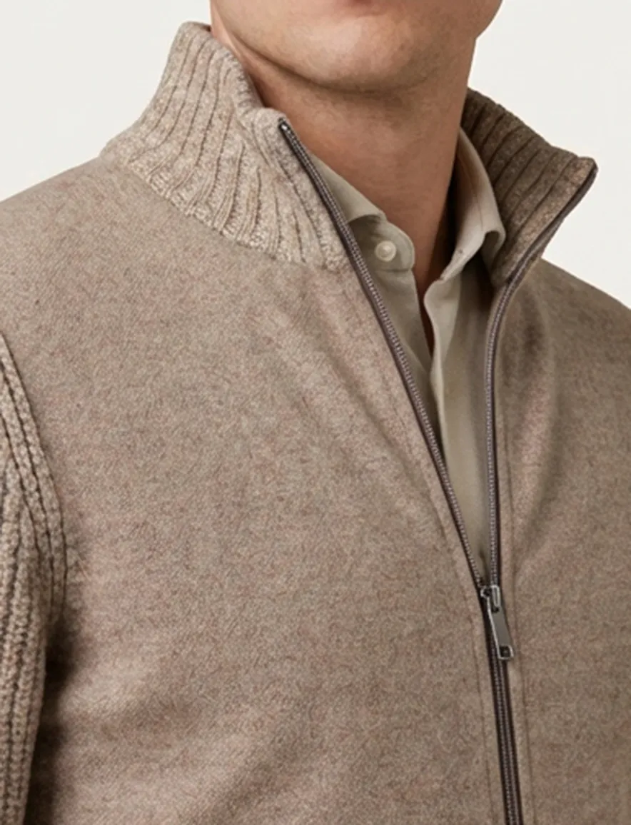 Baileys vest beige gebreide mouwen
