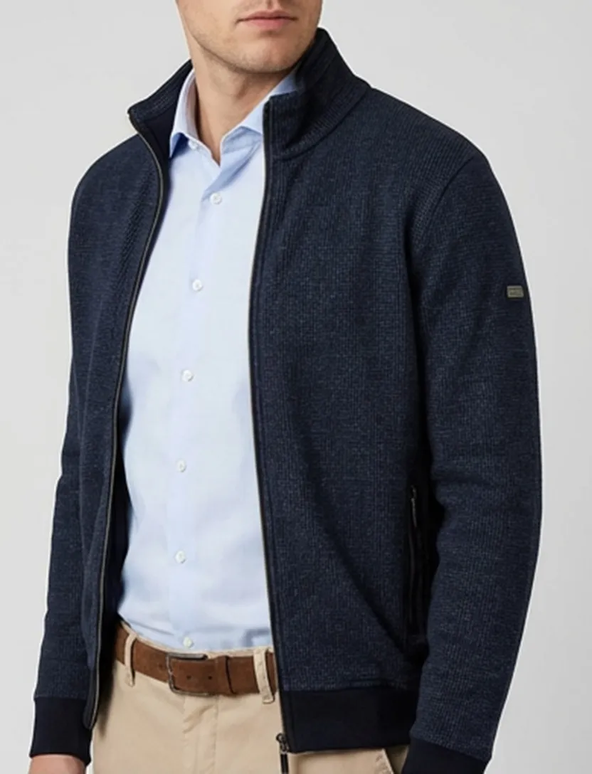 Baileys vest effen navy normale fit katoen