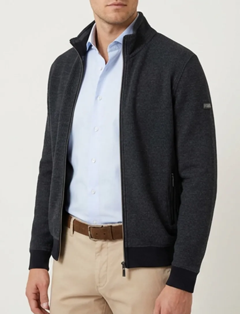 Baileys navy effen vest katoen normale fit