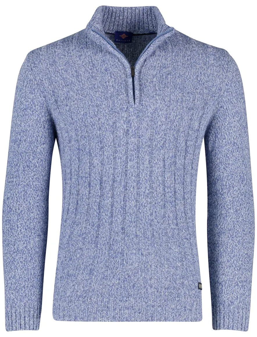 Baileys half zip trui blauw gebreid wol