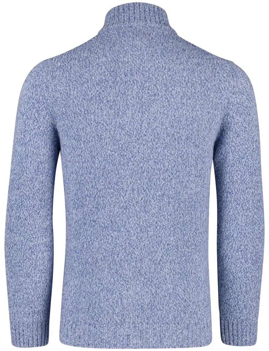 Baileys half zip trui blauw gebreid wol