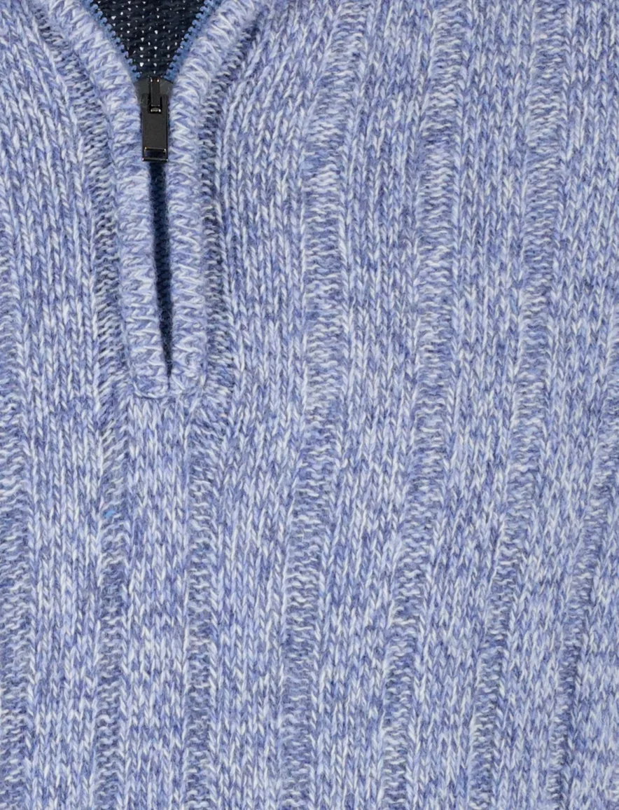 Baileys half zip trui blauw gebreid wol