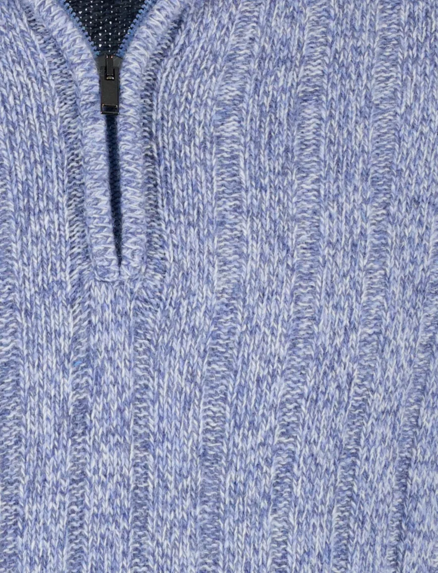 Baileys half zip trui blauw gebreid wol