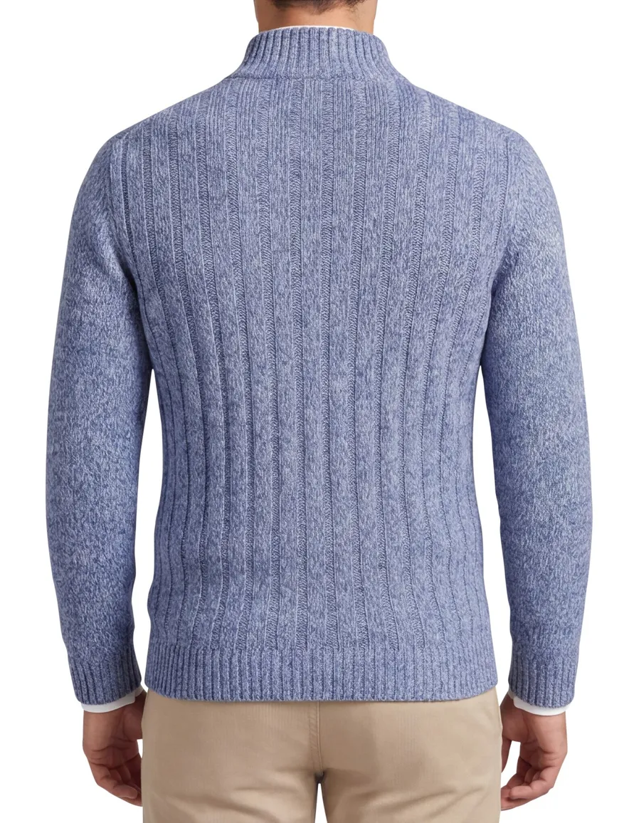 Baileys half zip trui blauw gebreid wol
