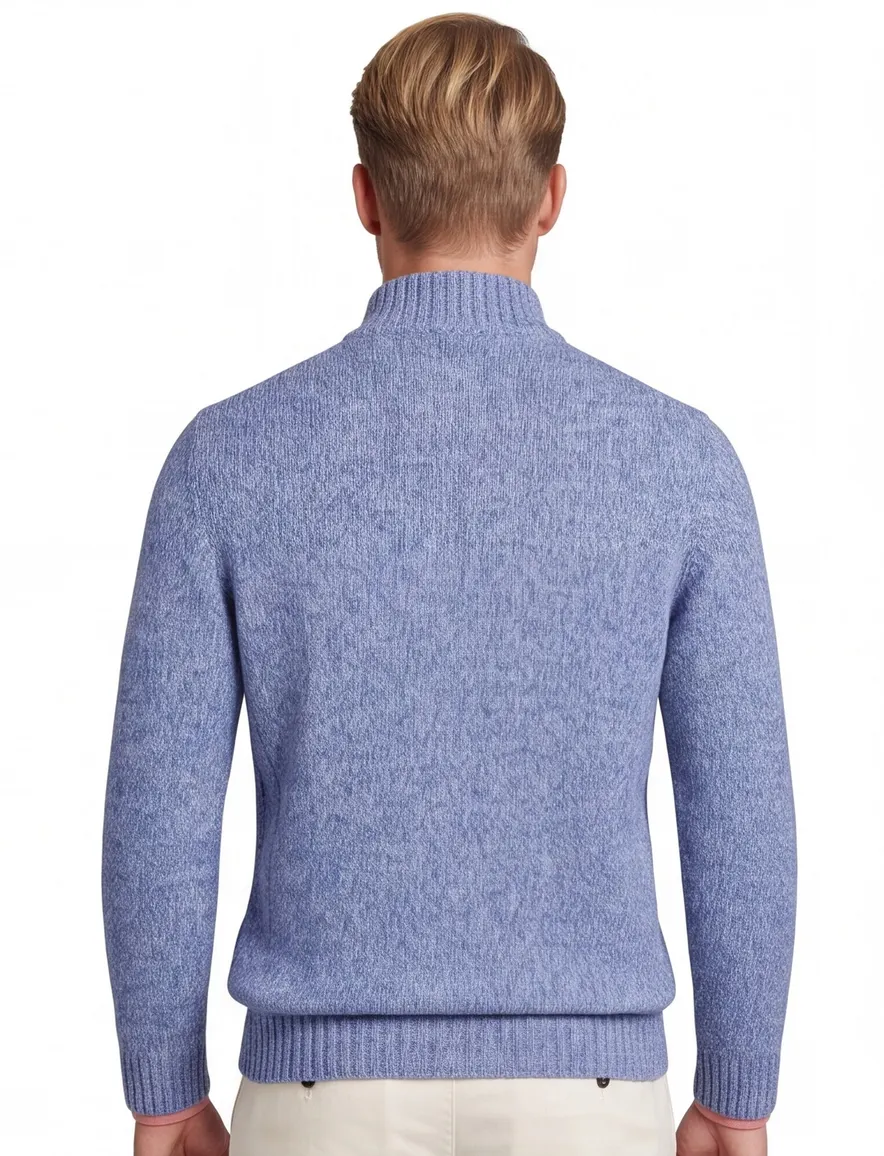 Baileys half zip trui blauw gebreid wol