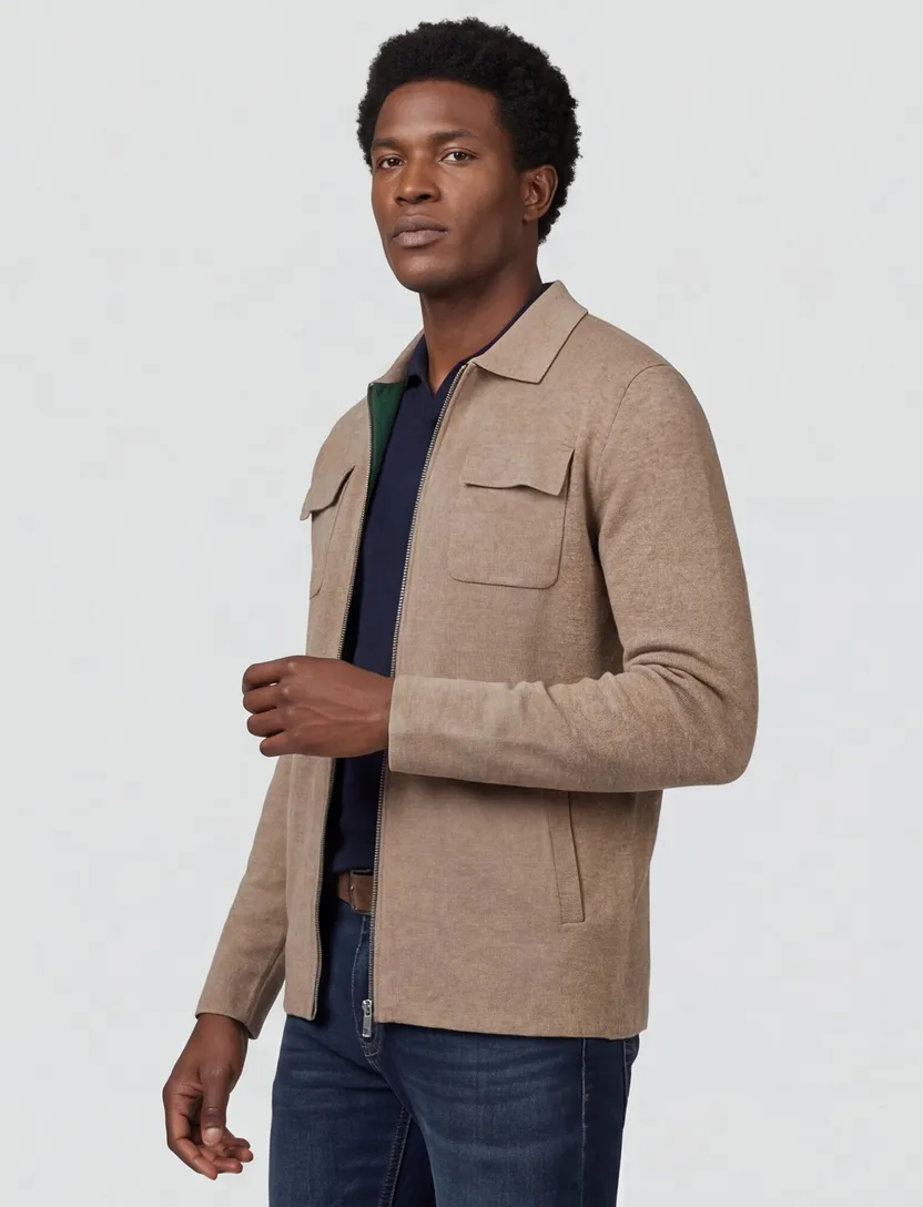 Overshirt Baileys kasmjier extra lang taupe