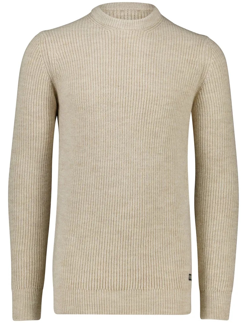 Baileys trui extra lang beige gestreepte textuur ronde hals