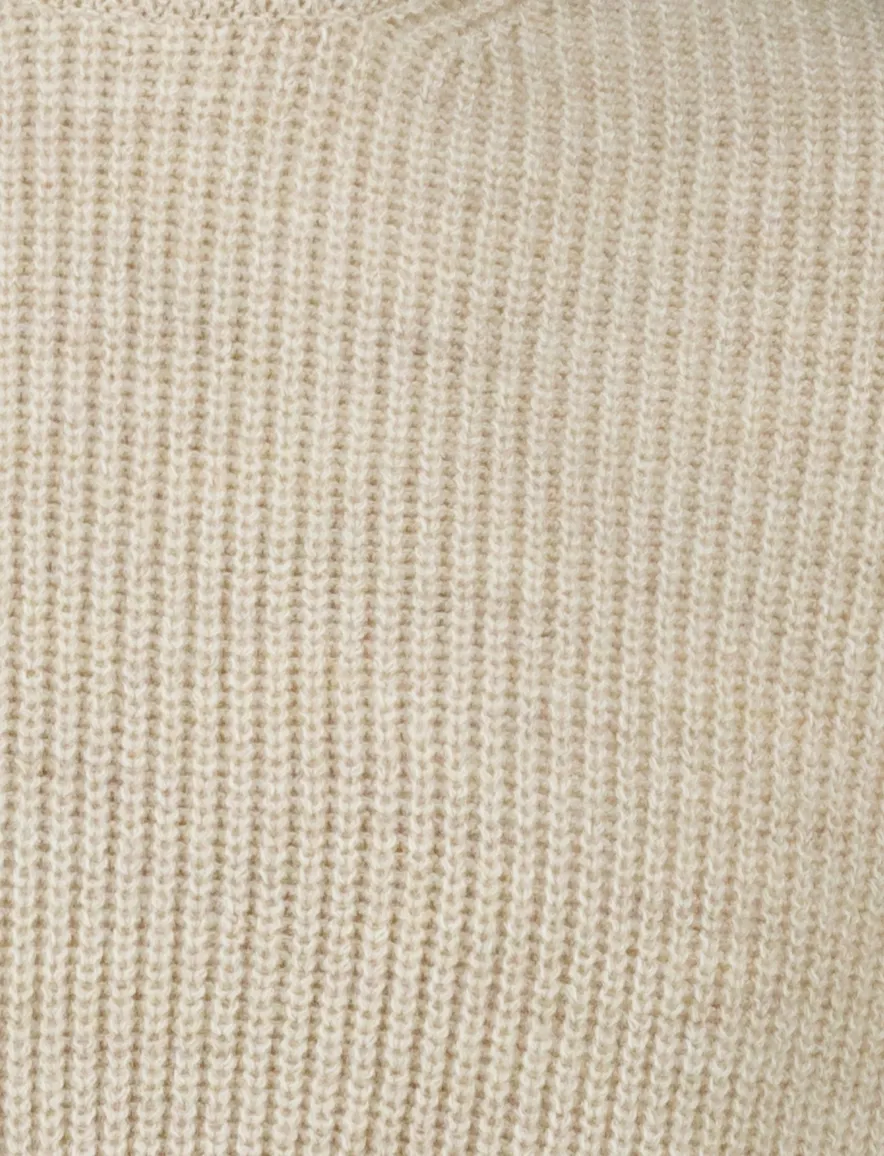 Baileys trui extra lang beige gestreepte textuur gebreid