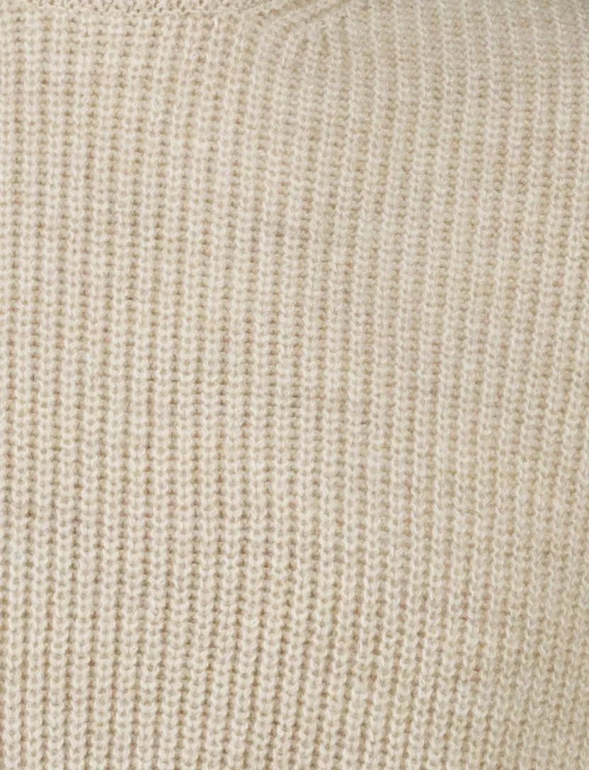 Baileys trui extra lang beige gestreepte textuur ronde hals