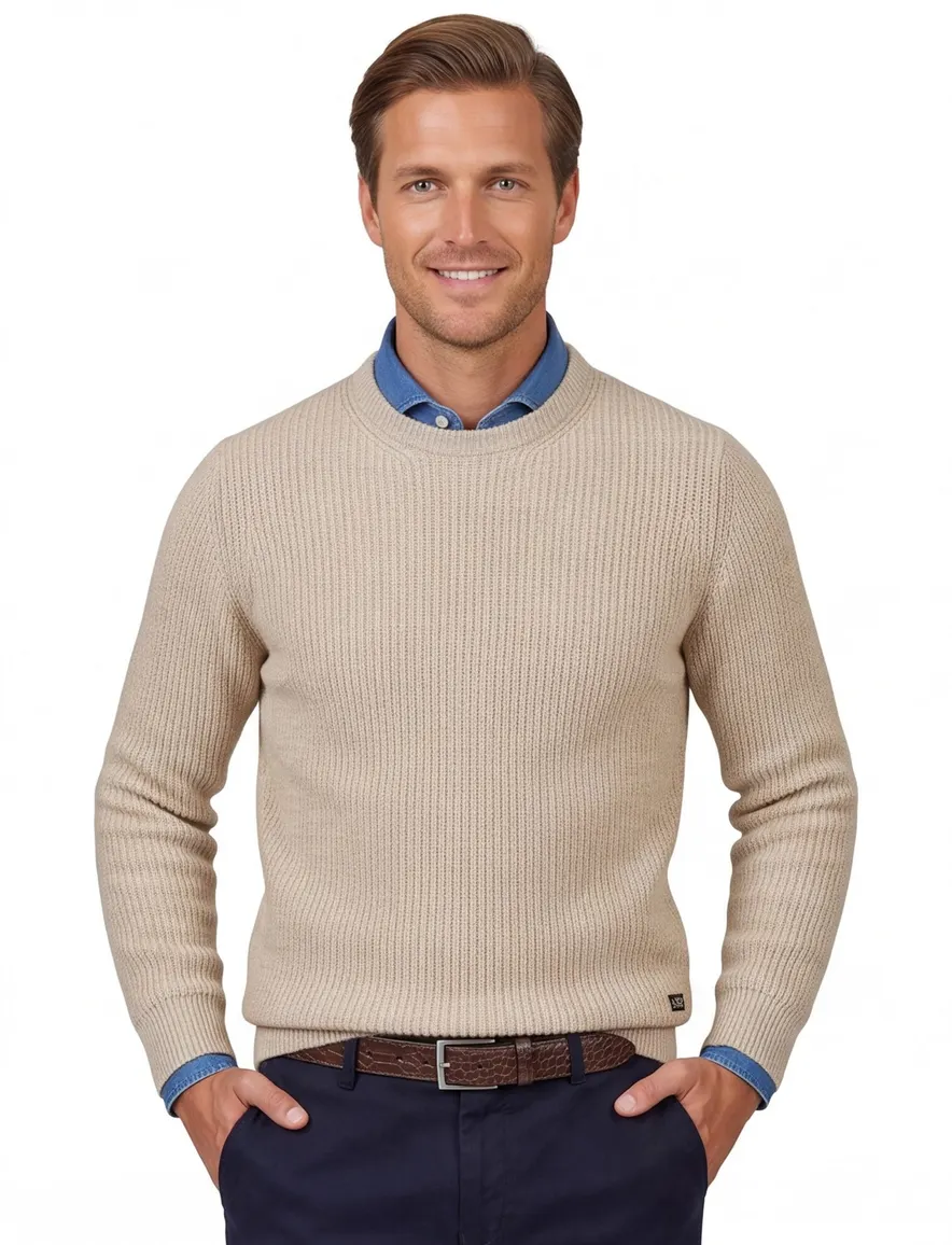 Baileys trui extra lang beige gestreepte textuur