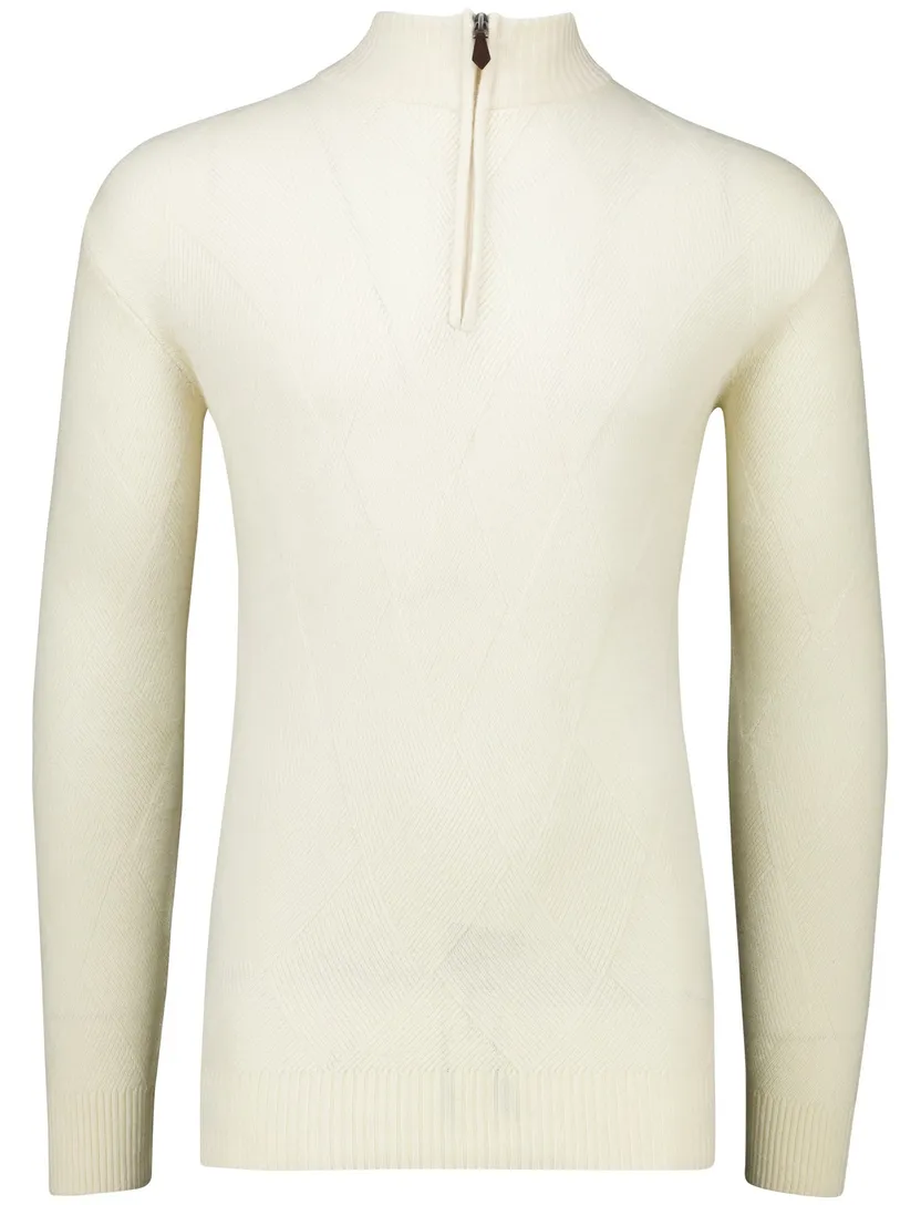 Baileys trui wit extra lang textuur half zip effen