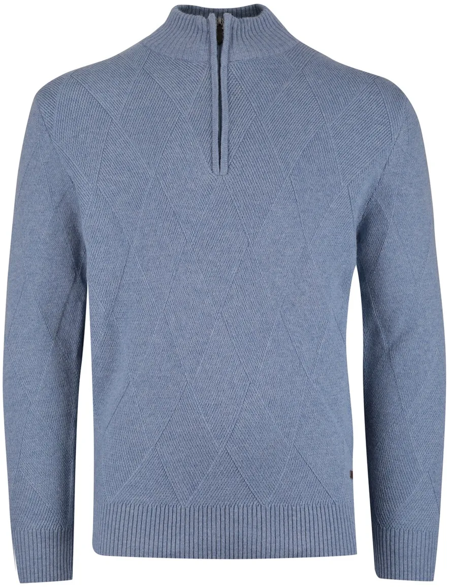 Baileys trui faded denim wol blauw met patroon