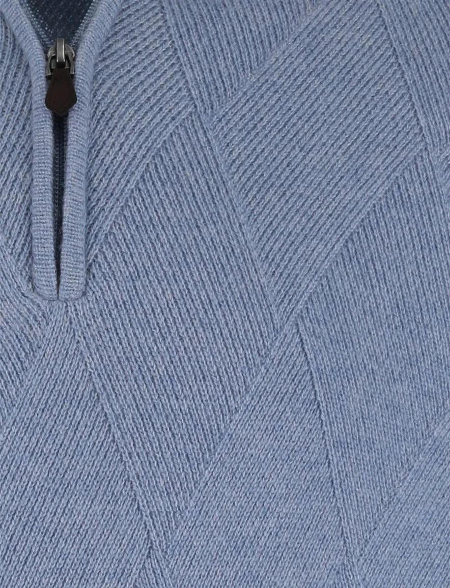 Baileys trui faded denim wol blauw met patroon