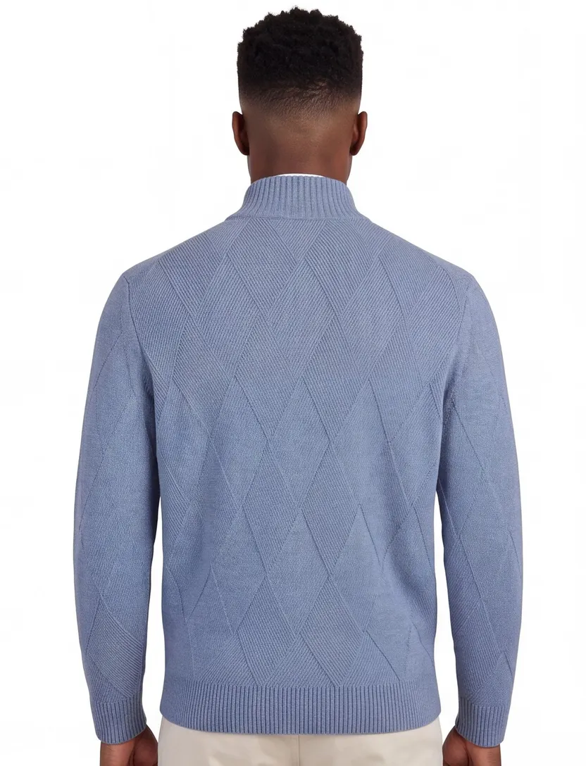 Baileys trui faded denim wol blauw gebried lamswol