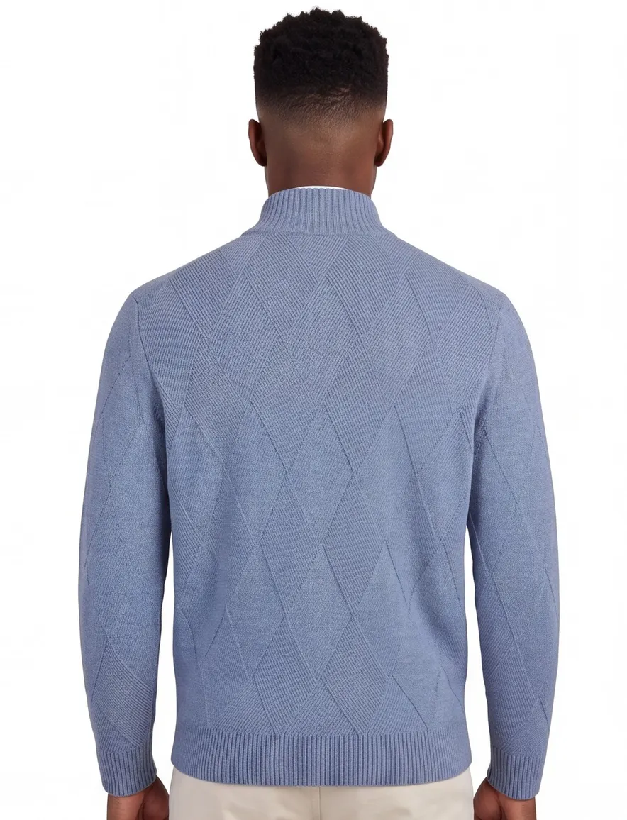 Baileys trui faded denim wol blauw met patroon