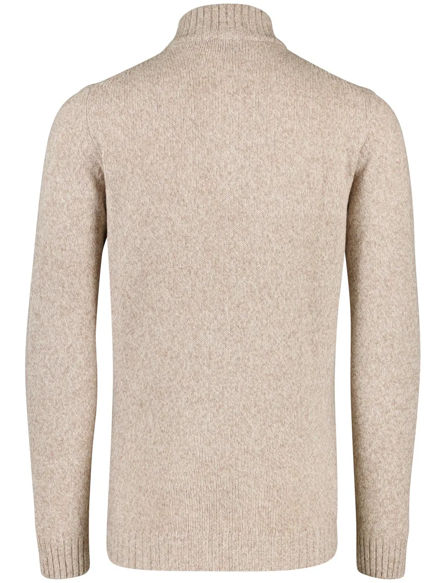 Baileys half zip trui beige gebreid extra lang wol