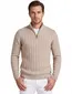 Baileys half zip trui beige gebreid extra lang wol