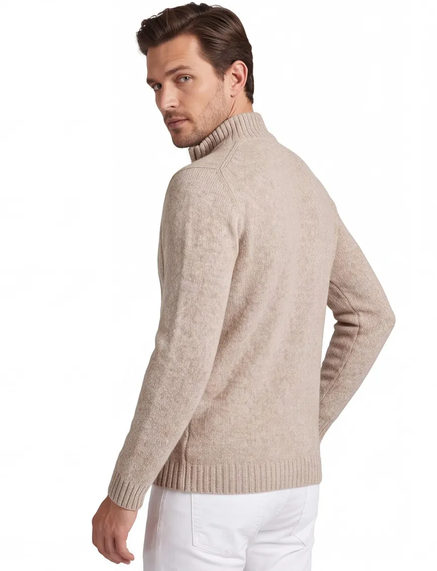 Baileys half zip trui beige gebreid extra lang