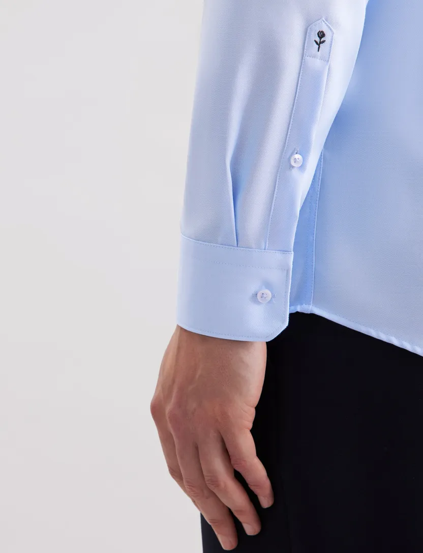 Overhemd Seidensticker Regular Blauw effen wide spread boord
