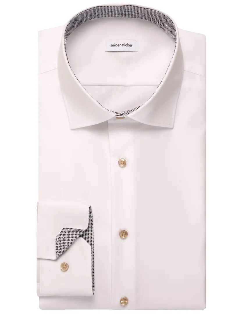 katoenen overhemd Seidensticker Slim Fit wit effen