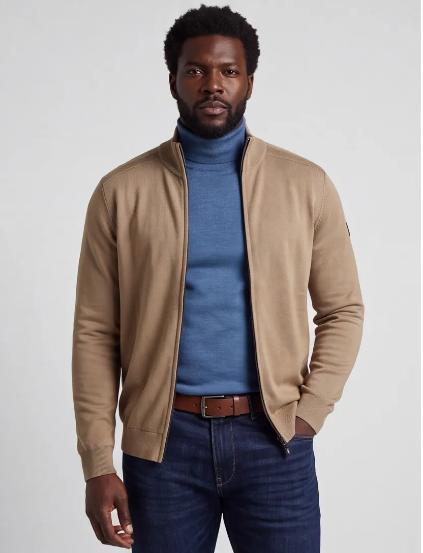 Vanguard vest effen bruin Regular Fit katoen