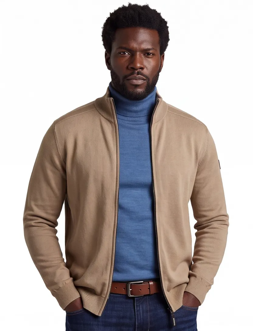 Vanguard vest effen bruin Regular Fit katoen