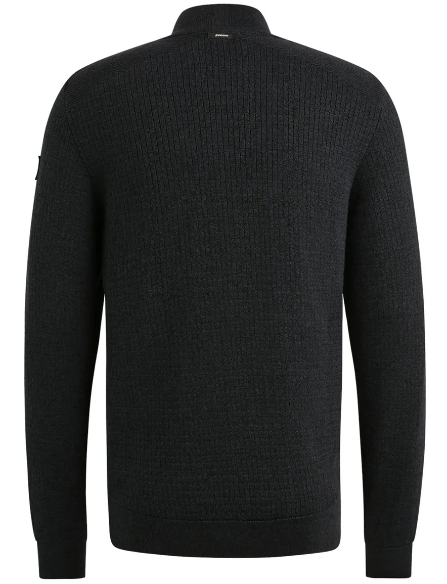 Vanguard trui half zip navy Cotton Mouline gebreid katoen