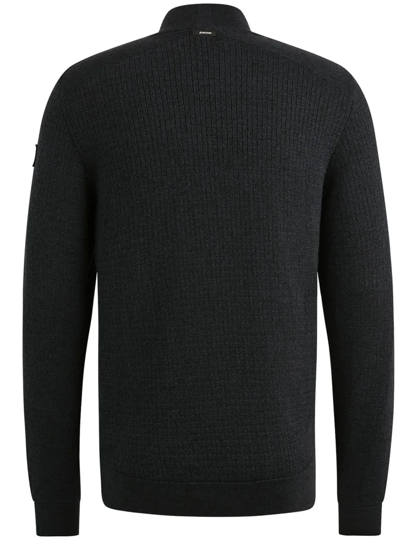 Vanguard trui half zip navy Cotton Mouline gebreid lange mouw