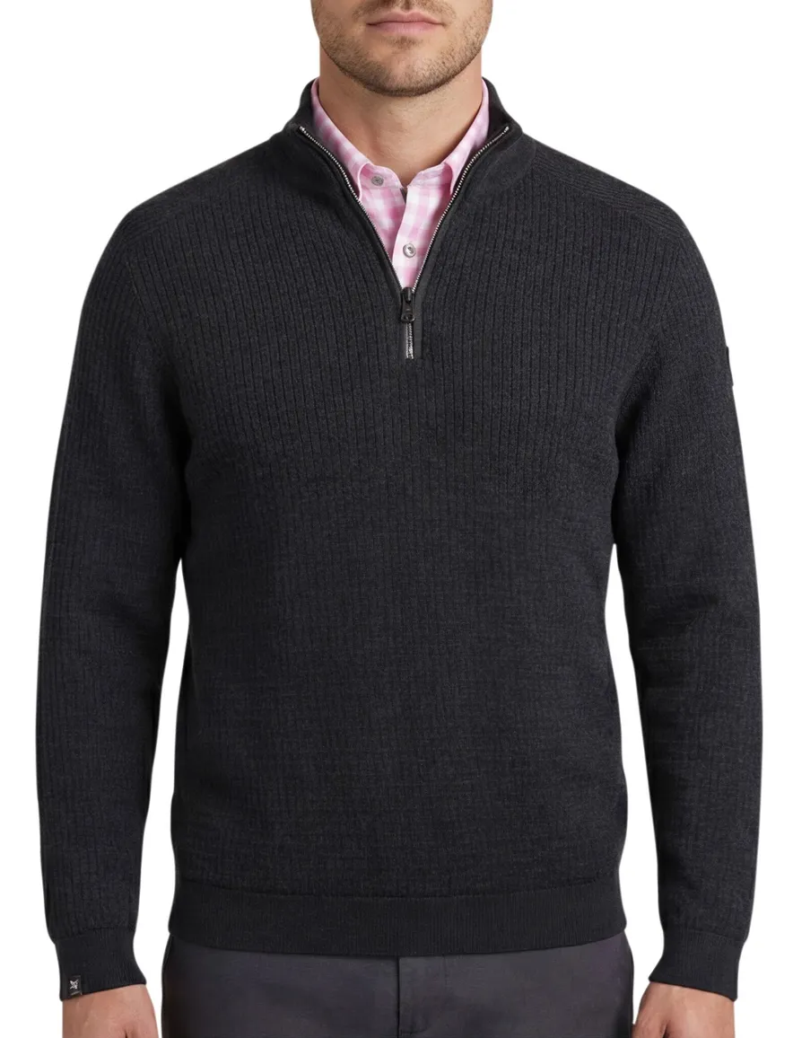 Vanguard trui half zip navy Cotton Mouline gebreid katoen