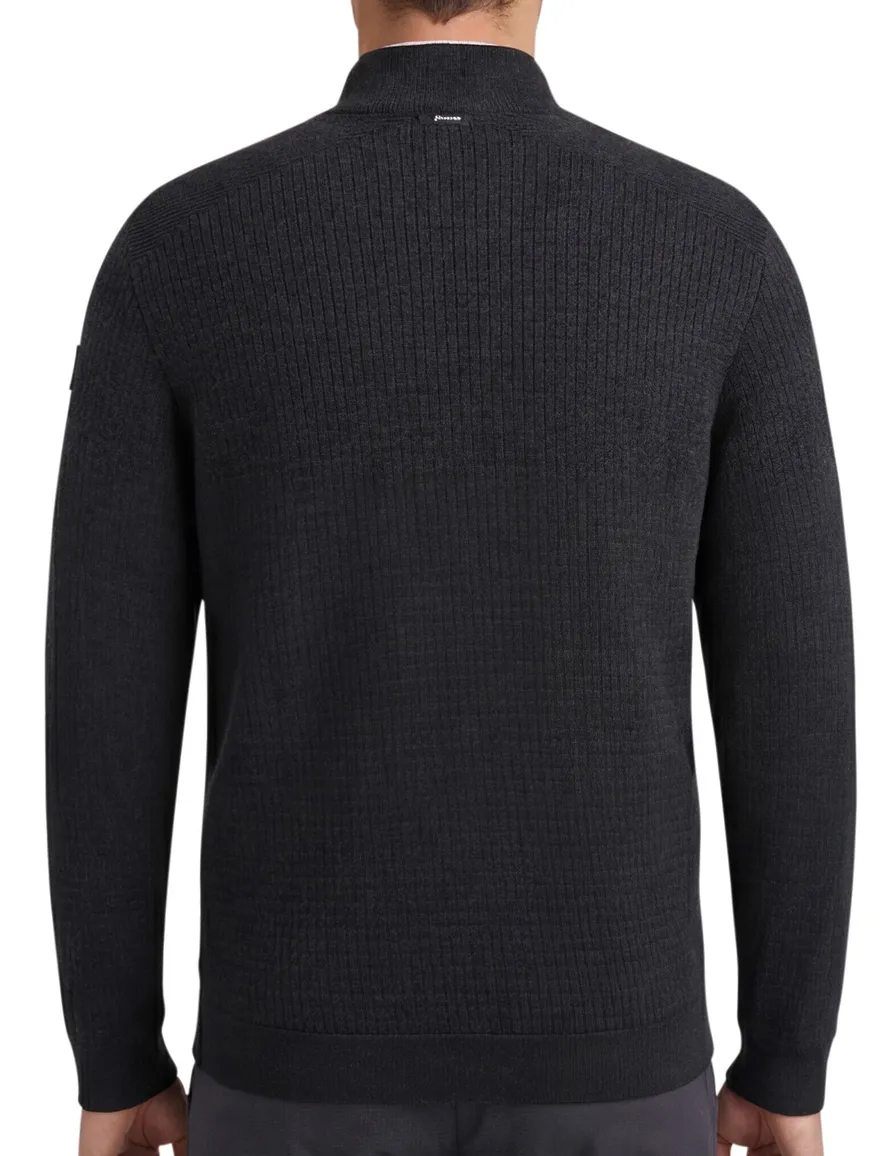 Vanguard trui half zip navy Cotton Mouline gebreid katoen
