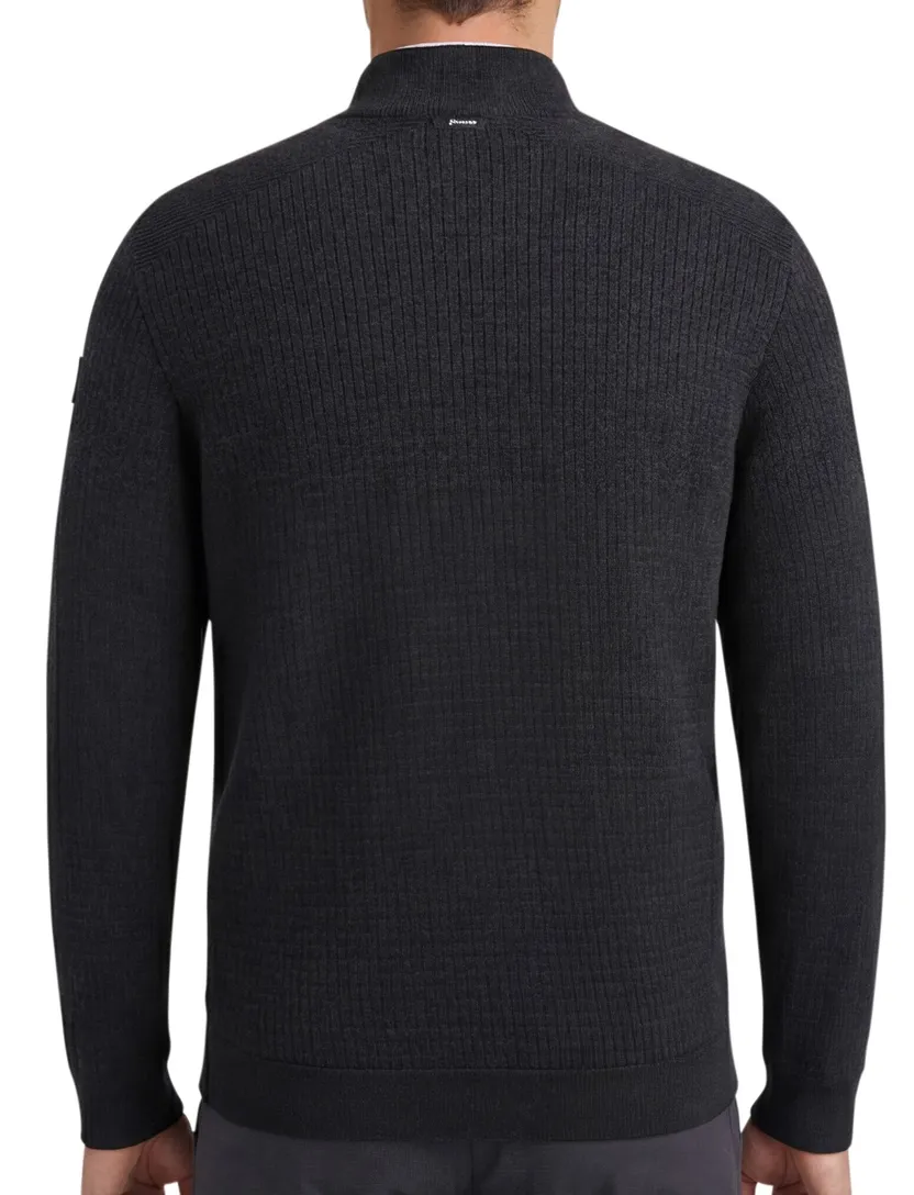 Vanguard trui half zip navy Cotton Mouline gebreid lange mouw