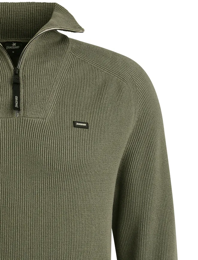 Vanguard trui groen half zip gebreid 100% katoen