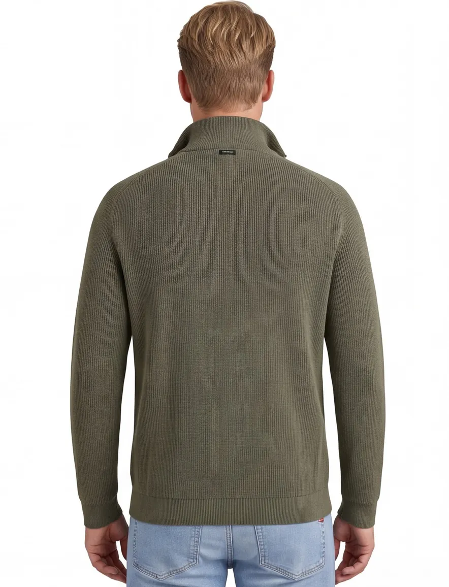 Vanguard trui groen half zip gebreid katoen