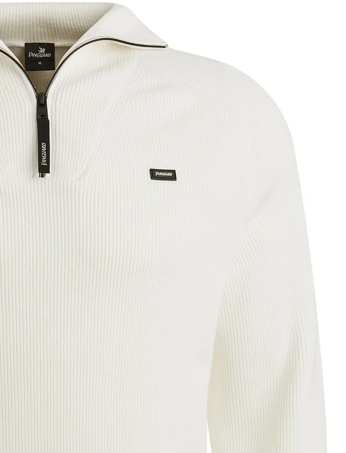 Vanguard trui half zip wit gebreid katoen