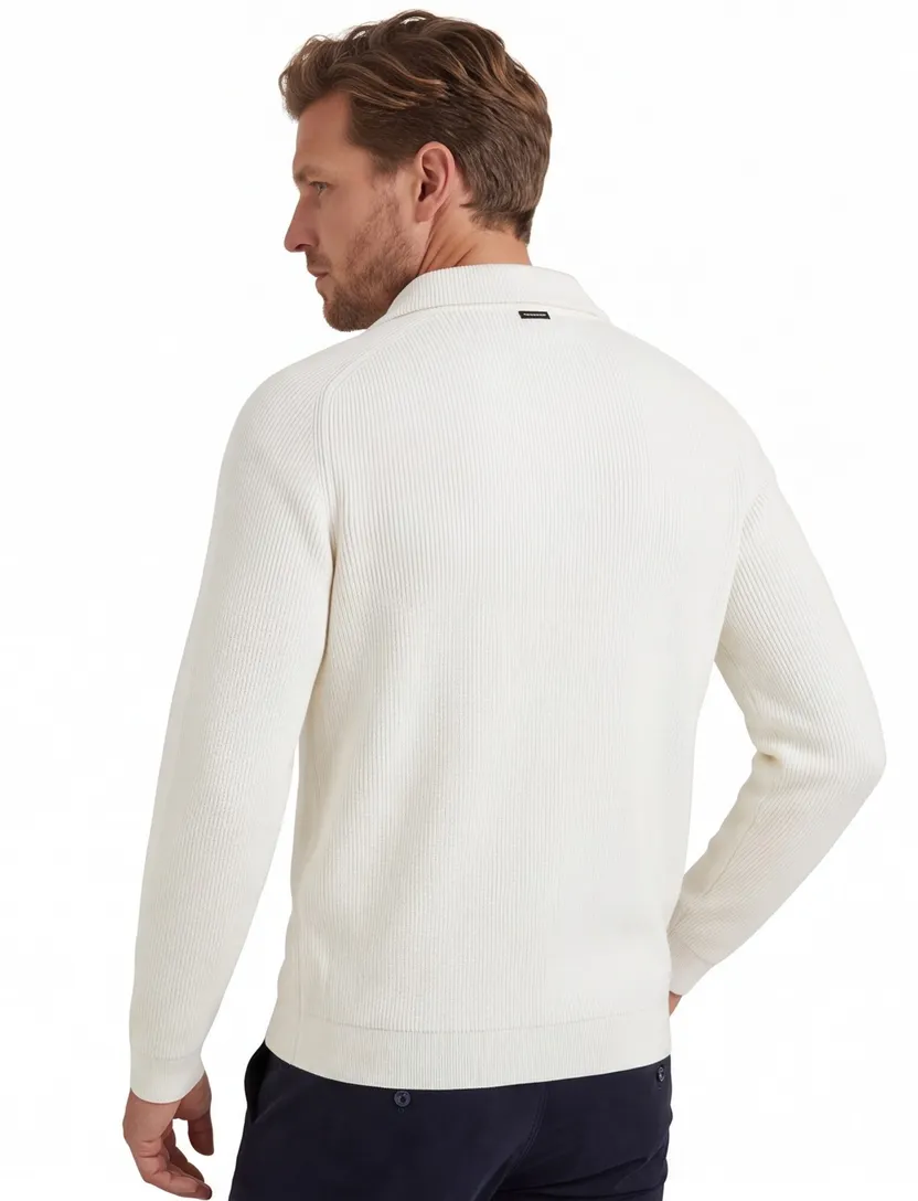 Vanguard trui half zip wit gebreid 100% katoen