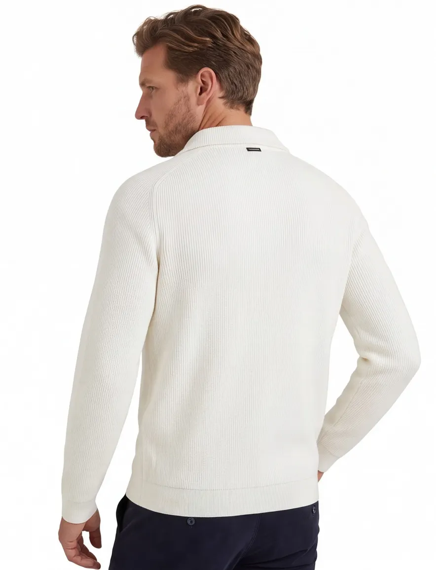 Vanguard trui half zip wit gebreid katoen boord