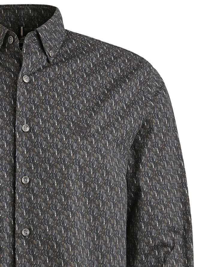 Vanguard overhemd geprint navy bruin Slim Fit katoen